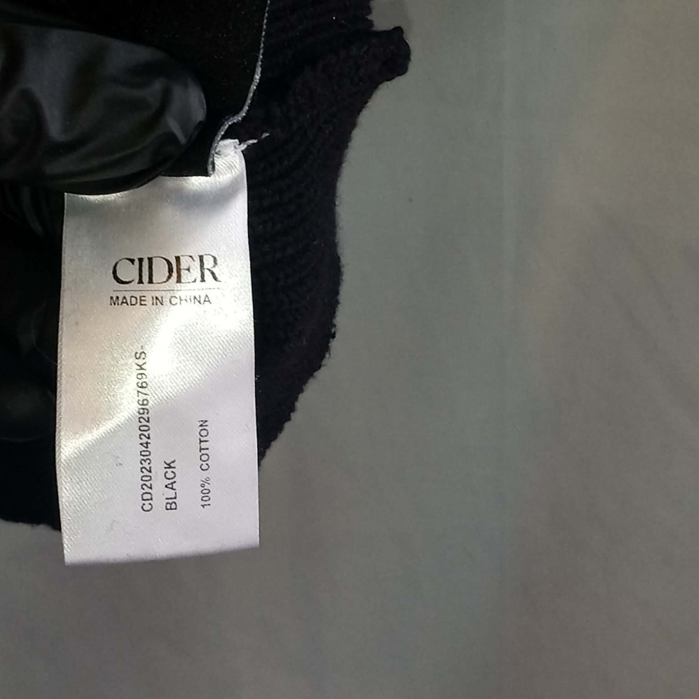 Cider XL Crop Black Cable-Knit Short Sleeve Sweater Goth Scandi Baddie Retro - Picture 4 of 6